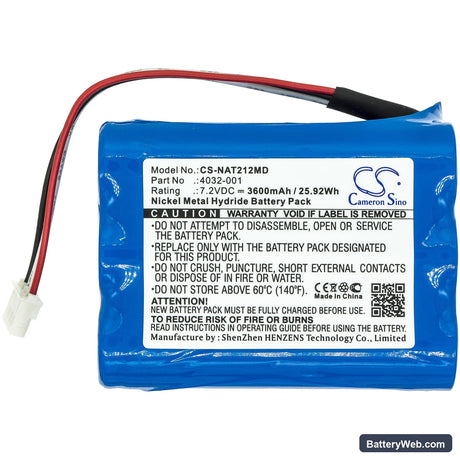 Nonin Avant 2120 NIBP Monitor Replacement Battery, 7.2V, 3600mAh, Ni-MH 3
