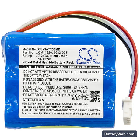 Nonin 7500 Pulse Oximeter Replacement Battery, 7.2V, 2000mAh, Ni-MH 3