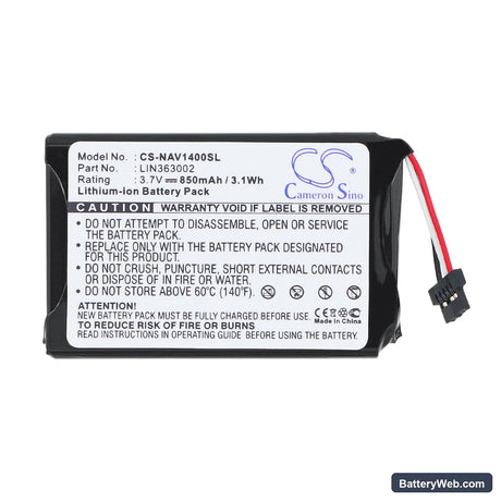 Navigon 1400 Replacement Battery, 3.7V, 850mAh, Li-ion 3