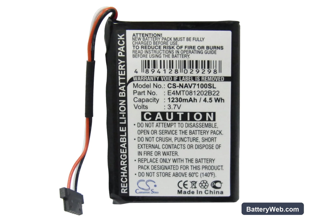 Navigon Triansonic PNA 7000 Replacement Battery, 3.7V, 1230mAh, Li-Polymer 5