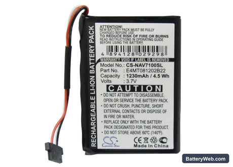 Navigon Triansonic PNA 7000 Replacement Battery, 3.7V, 1230mAh, Li-Polymer 5