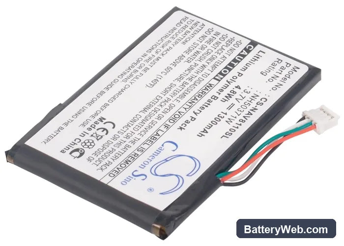 Navigon 81xx Replacement Battery, 3.7V, 1300mAh, Li-Polymer 3