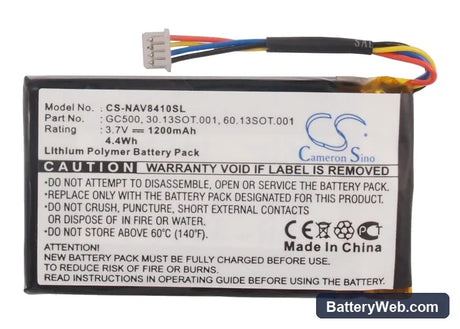 Navigon 8410 Replacement Battery, 3.7V, 1200mAh, Li-Polymer 6