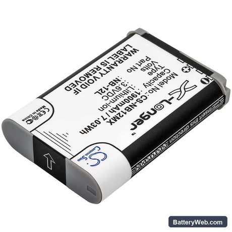 Canon PowerShot N100 Replacement Battery, 3.6V, 1900mAh, Li-ion 2