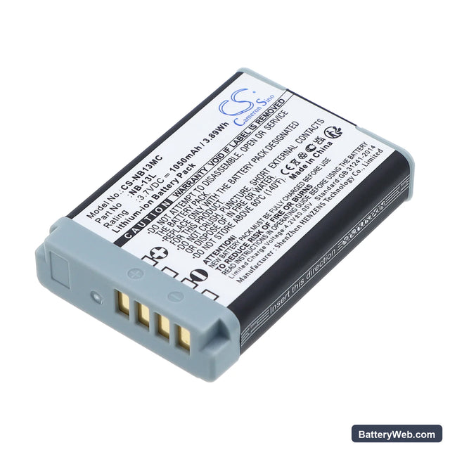 Canon PowerShot G5 X Replacement Battery, 3.7V, 1050mAh, Li-ion 1