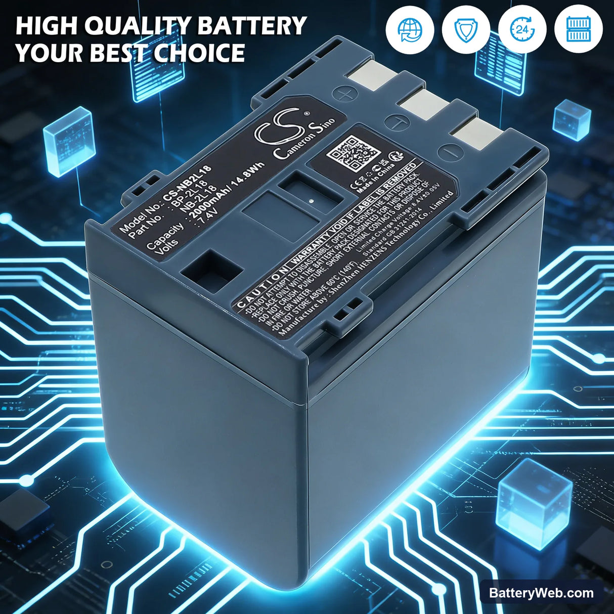 Canon ELURA 40mc Replacement Battery, 7.4V, 2000mAh, Li-ion 7
