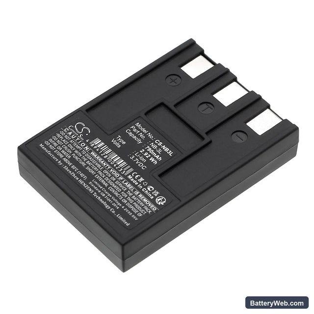 Canon Digital IXUS 700 Replacement Battery, 3.7V, 790mAh, Li-ion 1
