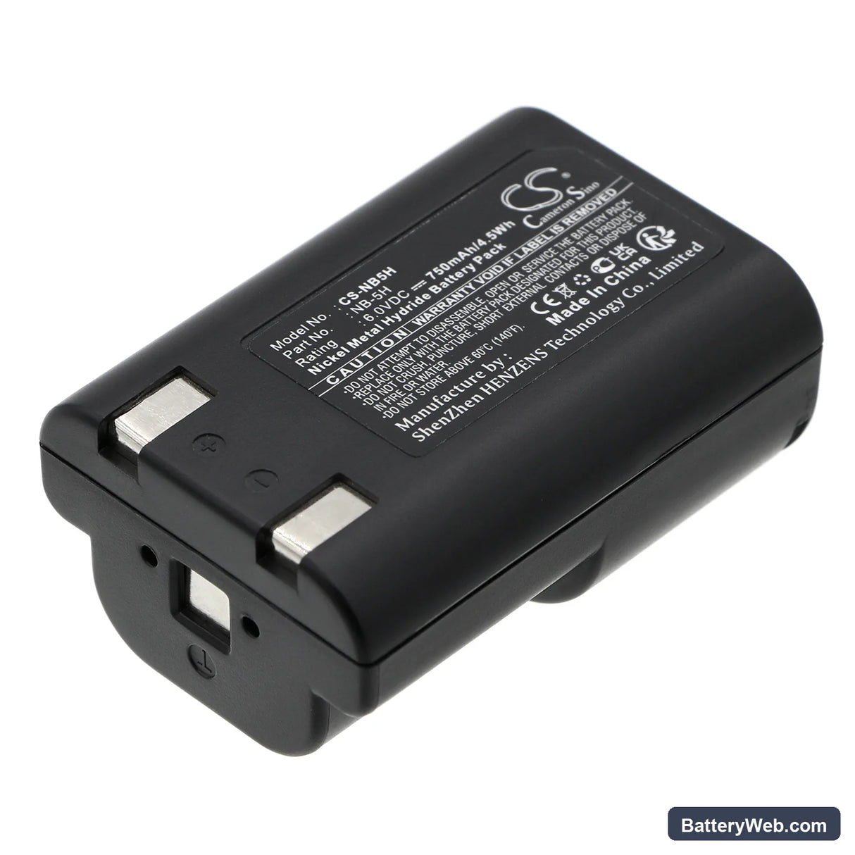 Canon PowerShot 600 Replacement Battery, 6V, 750mAh, Ni-MH 1