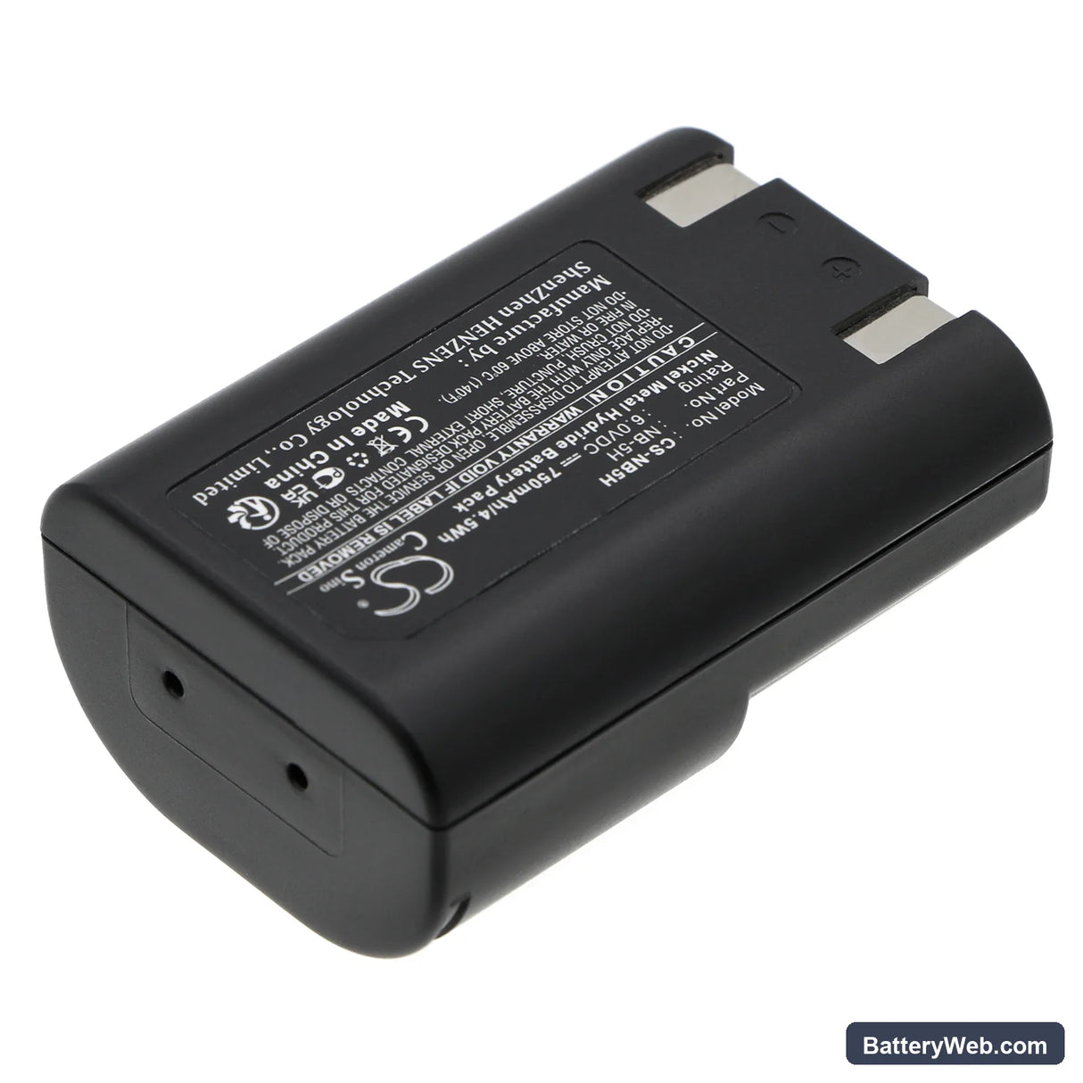 Canon PowerShot 600 Replacement Battery, 6V, 750mAh, Ni-MH 2