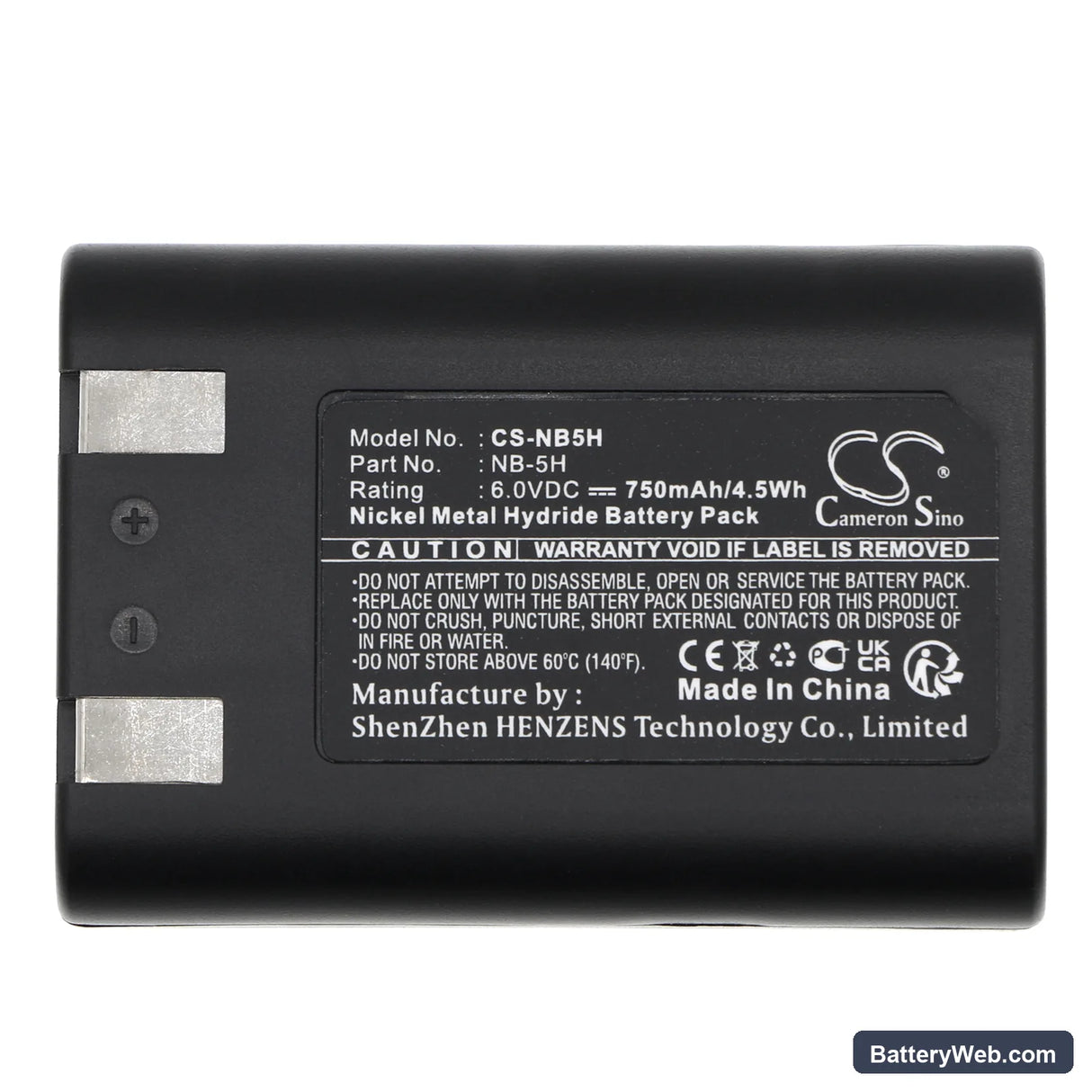 Canon PowerShot 600 Replacement Battery, 6V, 750mAh, Ni-MH 5