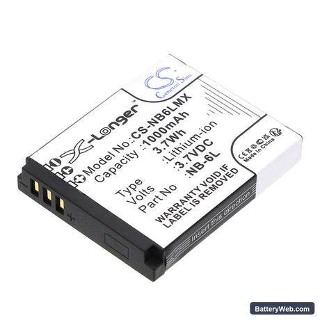 Canon Digital IXUS 200 IS Replacement Battery, 3.7V, 1000mAh, Li-ion 1