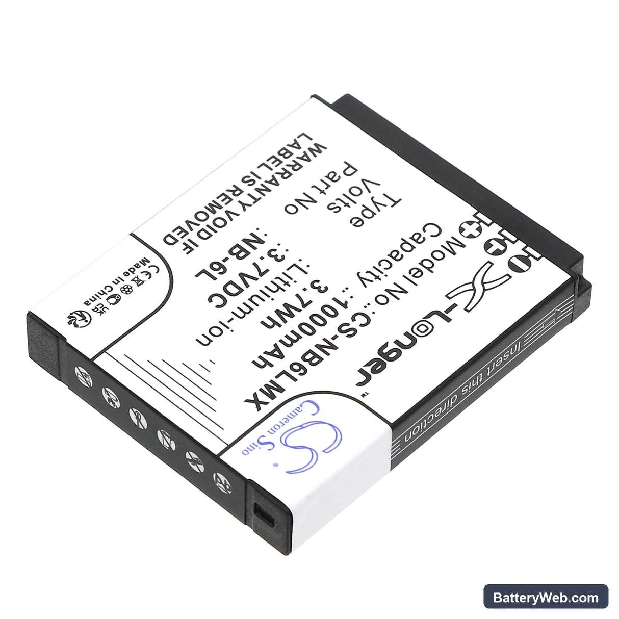 Canon Digital IXUS 200 IS Replacement Battery, 3.7V, 1000mAh, Li-ion 2