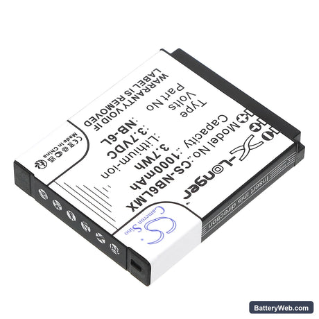 Canon Digital IXUS 200 IS Replacement Battery, 3.7V, 1000mAh, Li-ion 2