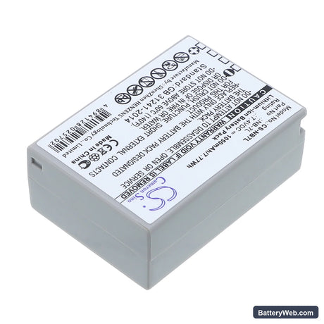 Canon PowerShot G10 Replacement Battery, 7.4V, 1050mAh, Li-ion 2