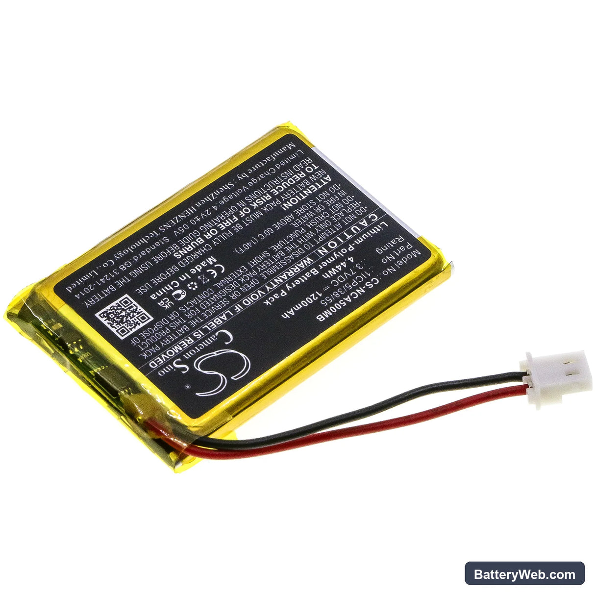 NUK ECO Control Audio 500 Replacement Battery, 3.7V, 1200mAh, Li-Polymer 2