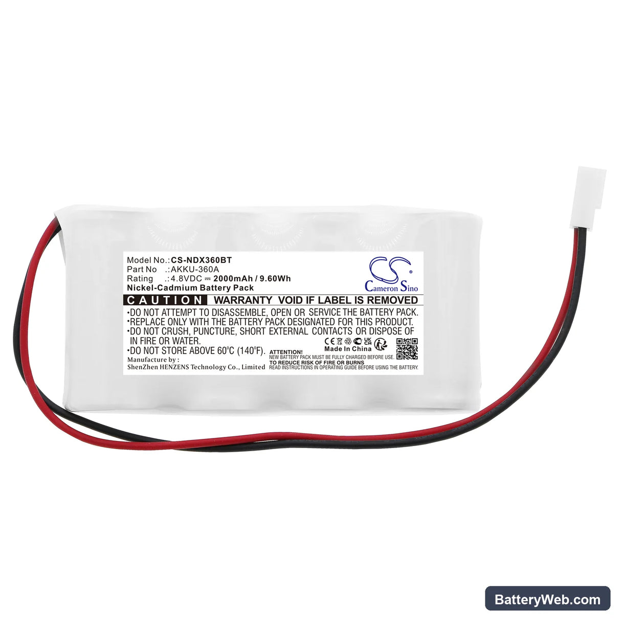 Indexa OS360A Replacement Battery, 4.8V, 2000mAh, Ni-CD 3