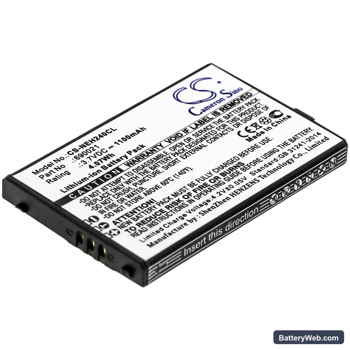 NEC MH240 Replacement Battery, 3.7V, 1100mAh, Li-ion 1
