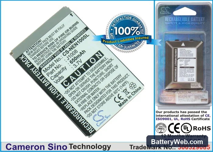 NEC N100 Replacement Battery, 3.7V, 650mAh, Li-ion 1