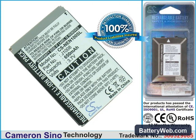 NEC N100 Replacement Battery, 3.7V, 650mAh, Li-ion 1