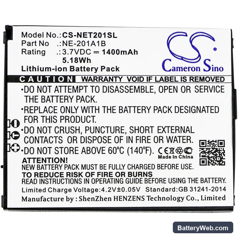 NEC Terrain Replacement Battery, 3.7V, 1400mAh, Li-ion 3