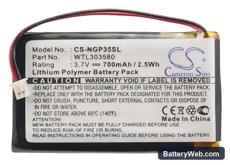 NavGear GT-35 3D Replacement Battery, 3.7V, 700mAh, Li-Polymer 5