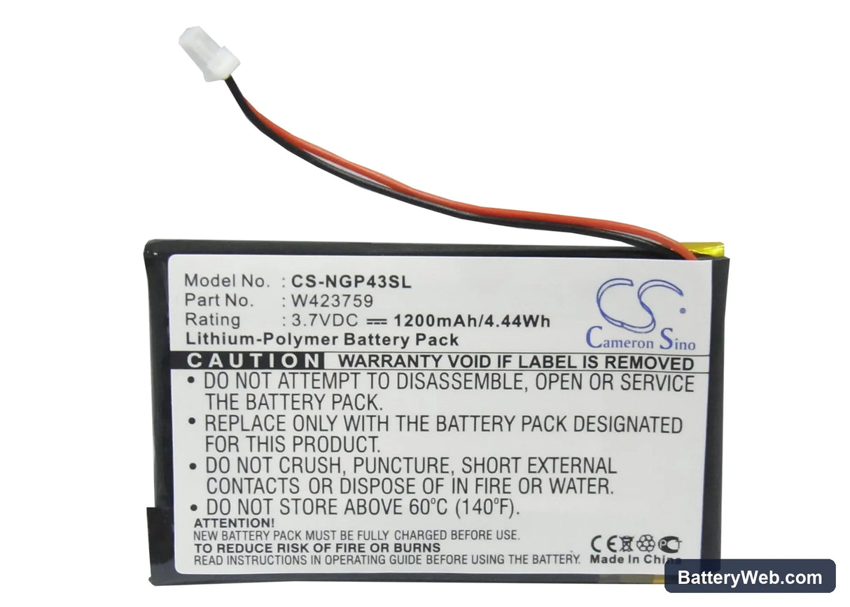 NavGear StreetMate GP-43 Replacement Battery, 3.7V, 1200mAh, Li-Polymer 5