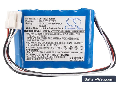 Nihon Kohden BSM-2300 Replacement Battery, 12V, 3800mAh, Ni-MH 5