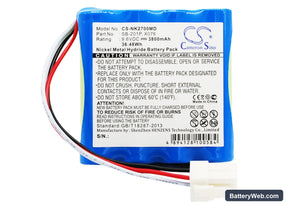 Nihon Kohden PVM-2700 Replacement Battery, 9.6V, 3800mAh, Ni-MH 1