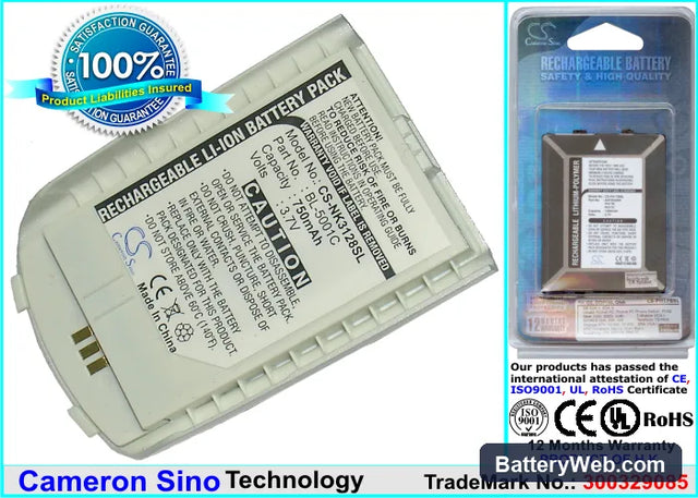 Nokia 3128 Replacement Battery, 3.7V, 750mAh, Li-ion 1