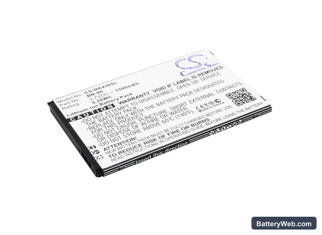 Nokia Lumia 430 Replacement Battery, 3.7V, 1500mAh, Li-ion 1