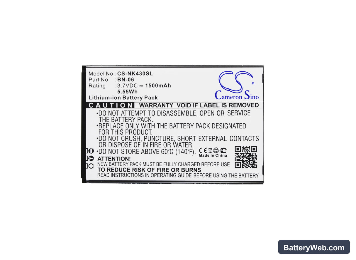 Nokia Lumia 430 Replacement Battery, 3.7V, 1500mAh, Li-ion 5
