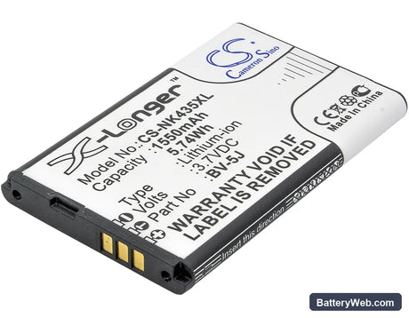 Microsoft Lumia 435 Replacement Battery, 3.7V, 1550mAh, Li-ion 1