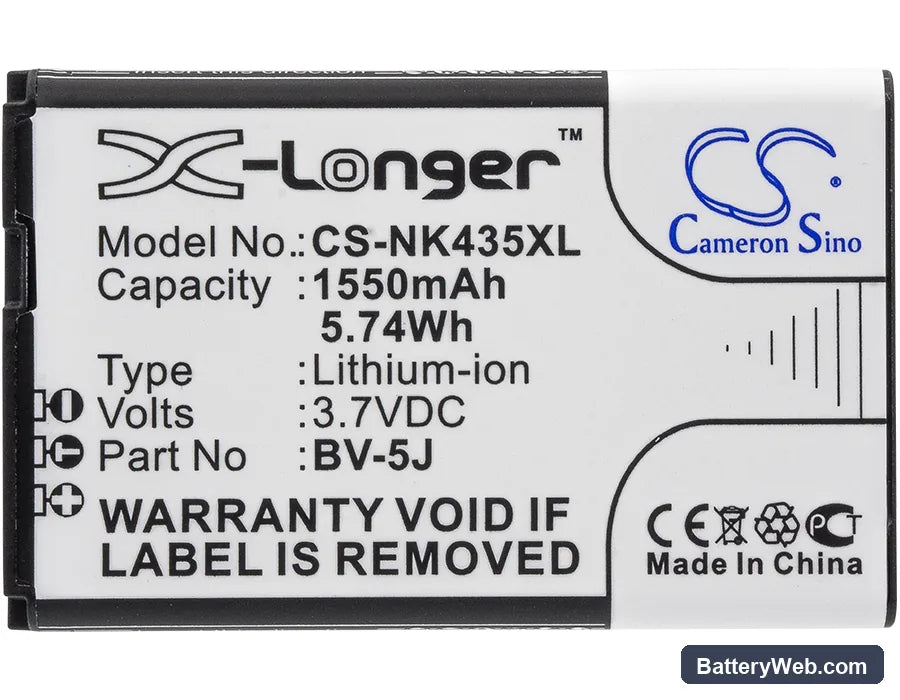 Microsoft Lumia 435 Replacement Battery, 3.7V, 1550mAh, Li-ion 5