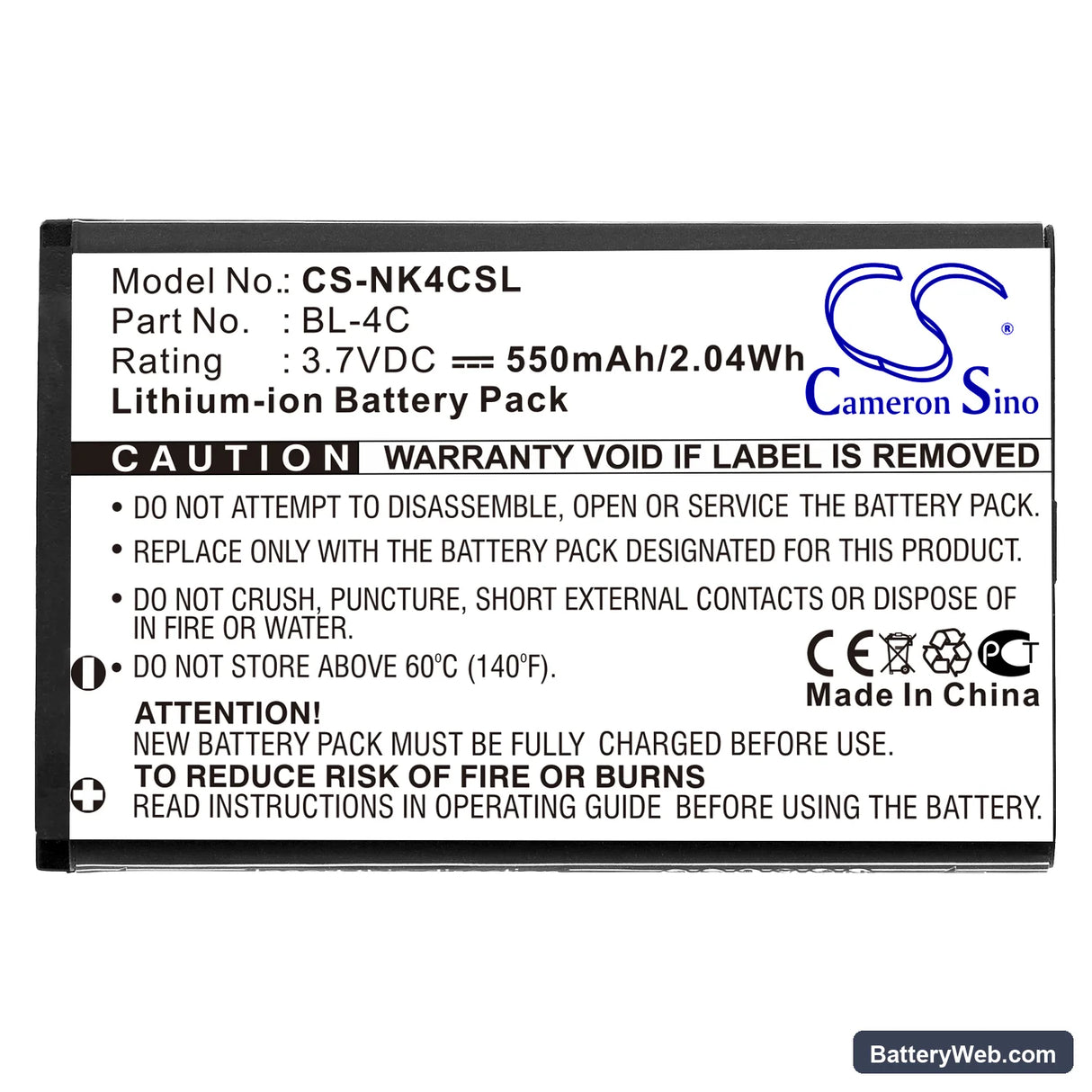 Olympia Vox Color Replacement Battery, 3.7V, 550mAh, Li-ion 3