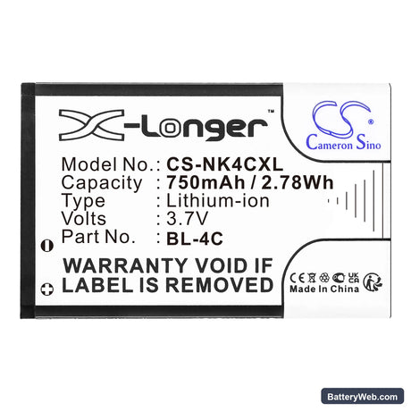MyPhone Replacement Battery, 3.7V, 750mAh, Li-ion 3