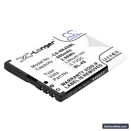 Nokia 7610 Replacement Battery, 3.7V, 800mAh, Li-ion 1