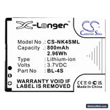 Nokia 7610 Replacement Battery, 3.7V, 800mAh, Li-ion 3