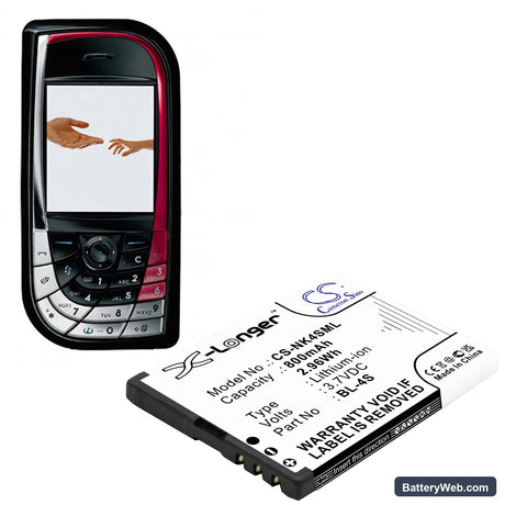 Nokia 7610 Replacement Battery, 3.7V, 800mAh, Li-ion 4