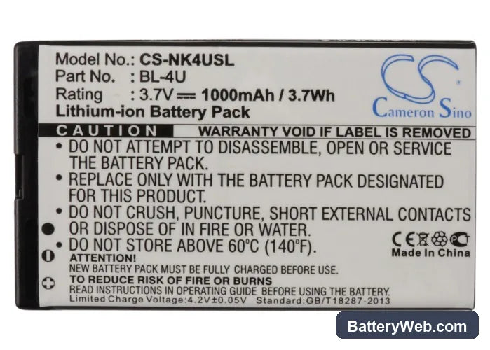 MyPhone 1080 Replacement Battery, 3.7V, 1000mAh, Li-ion 5