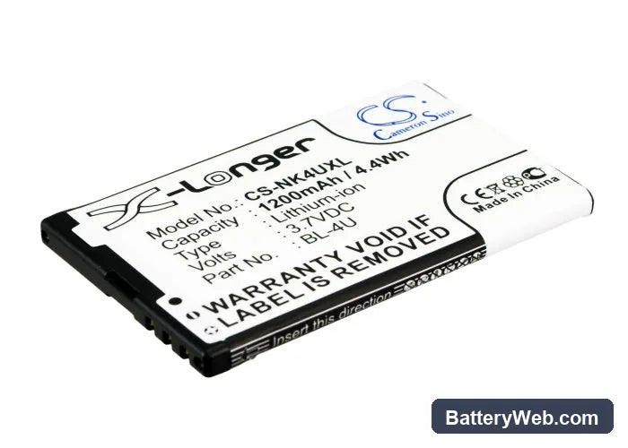 Nokia 301 Replacement Battery, 3.7V, 1200mAh, Li-ion 1