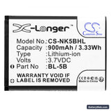 Alcatel One Touch S680 Replacement Battery, 3.7V, 900mAh, Li-ion 3