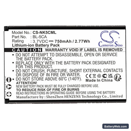 VIBO K520 Replacement Battery, 3.7V, 750mAh, Li-ion 3