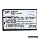 Nokia 5220 XpressMusic Replacement Battery, 3.7V, 1000mAh, Li-ion 3