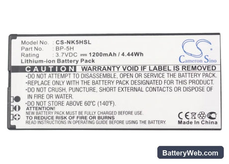 Nokia Lumia 701 Replacement Battery, 3.7V, 1200mAh, Li-ion 5