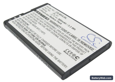 Nokia 5800 Replacement Battery, 3.7V, 900mAh, Li-ion 1