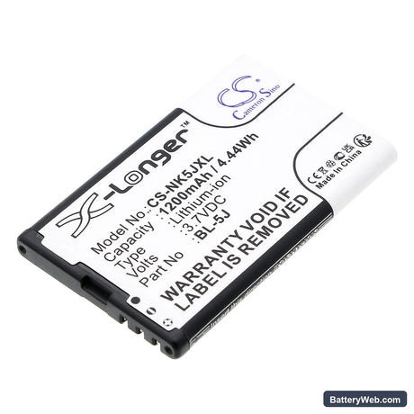 Nokia 5800 Replacement Battery, 3.7V, 1200mAh, Li-ion 1
