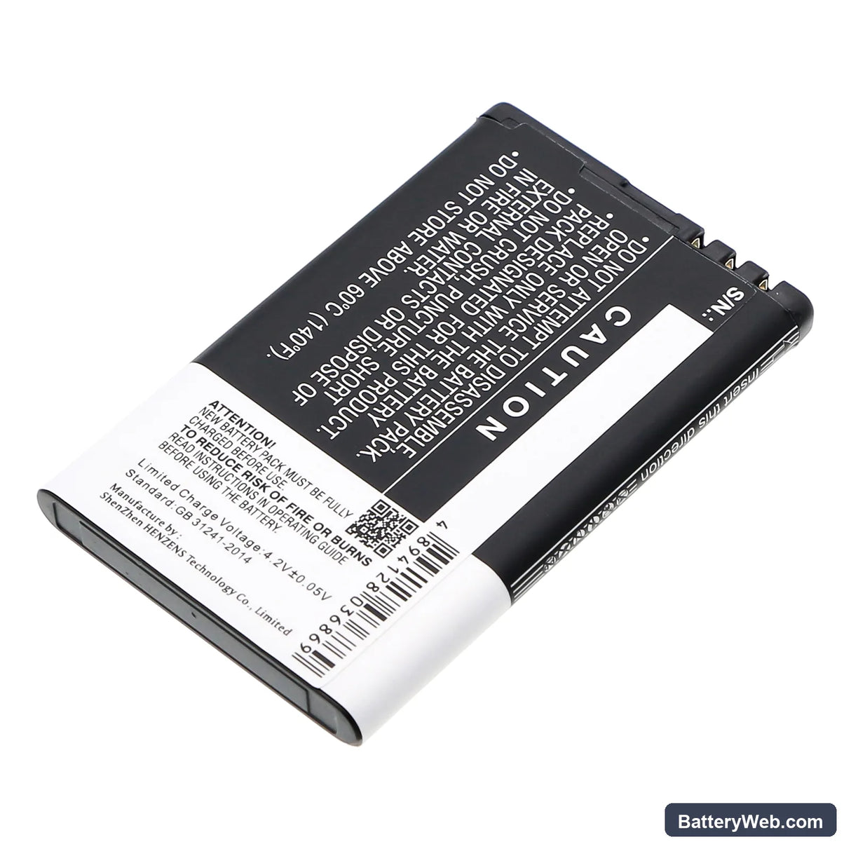 Nokia 5800 Replacement Battery, 3.7V, 1200mAh, Li-ion 4