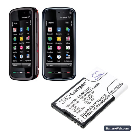 Nokia 5800 Replacement Battery, 3.7V, 1200mAh, Li-ion 6