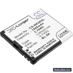 Nokia N85 Replacement Battery, 3.7V, 1000mAh, Li-ion 1