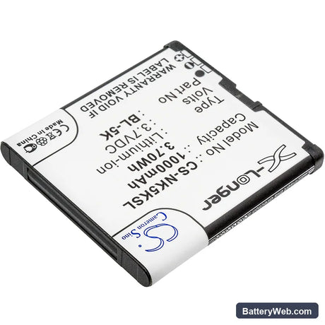 Nokia N85 Replacement Battery, 3.7V, 1000mAh, Li-ion 2